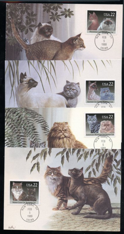 US 2372-2375 Cats Issue UA set 4 Fleetwood Unicover Maxi cards FDC