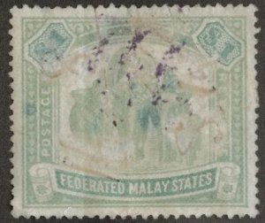 Malaya  Scott 14 used manuscript cancel thin fadded CV$160