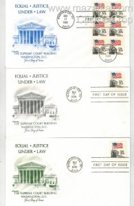 1981 USA SUPREME COURT ARTMASTER SET OF 3 FDCs INC. PERF, COIL & FULL BOOKLET