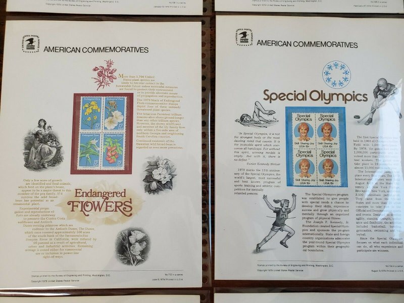 US 1979 Complete Year Set #105-121 USPS Commemorative Stamp Panels SCV $163.75