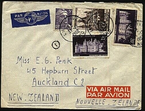 FRANCE 1952 Airmail cover to USA - nice franking...........................99195