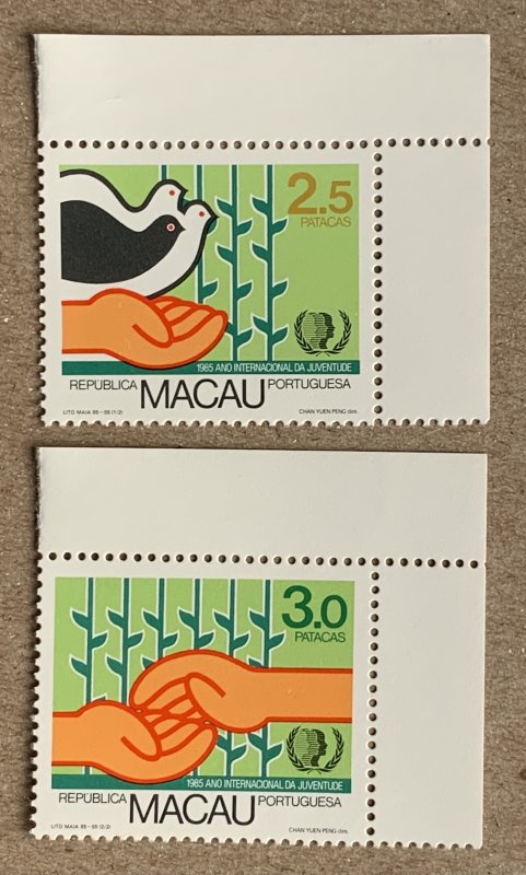 Macao 1985 International Youth Year, MNH. Scott 505-506, CV $7.50. Birds