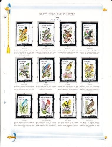 U S 1982 State Birds & Flowers Mint NH Set on White Ace Album Pages - #1953-2002