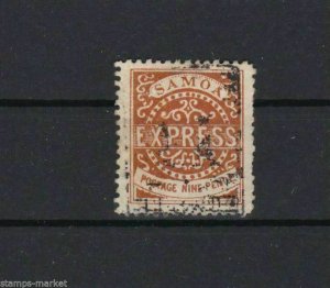 SAMOA 1877 9d BROWN USED CAT £400  REF 1219