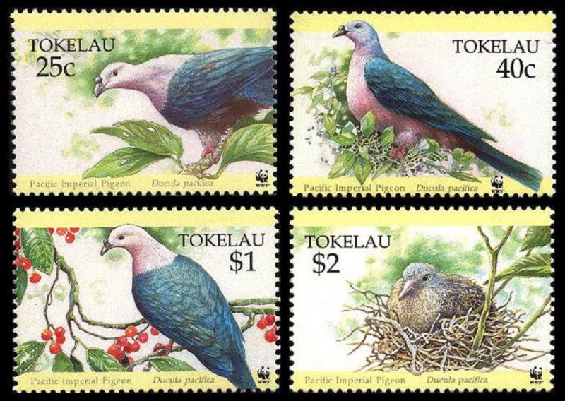 Tokelau Birds WWF Pacific Imperial Pigeon 4v SG#220-223 SC#204-207 MI#210-213