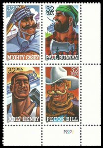 PCBstamps   US #3083/3086 PB $1.28(4x32c) Folk Heroes, MNH, (4)