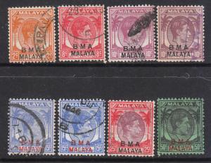 Straits Settlements 1945 BMA Mix (8) Used