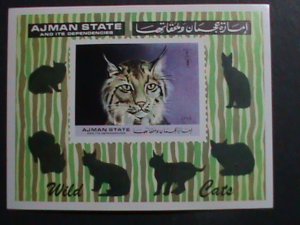 AJMAN STATE -WILD CATS -IMPERF-MNH S/S-VERY FINE  WE SHIP TO WORLD WIDE.