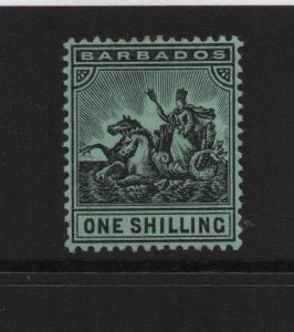 Barbados 1910 SG169 MCA watermark one shilling mounted mint