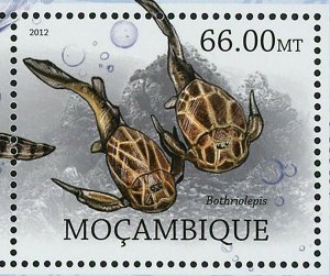 Extinct Marine Animals Stamp Ichthyostega Belemnitida Henodus Chelyops S/S MNH