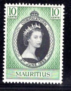 Mauritius #250, mint hinged, Queen Elizabeth II Coronation issue
