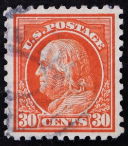 U.S. Used Stamp Scott #439 30c Franklin, XF - Superb. Oval Cancel. A Gem!