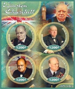 Stamps. Famous people.  Winston Churchill 2018 1+1 sheets perforated