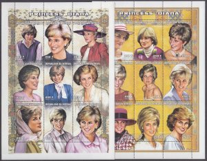 SENEGAL Sc # 1303-4a-i CPL MNH SET of 2 SHEETS of 9 - PRINCESS DI