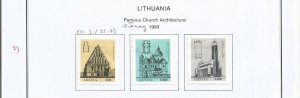 LITHUANIA - 1993 - Famous Churches Architecture -  Perf 3v Set - M L H