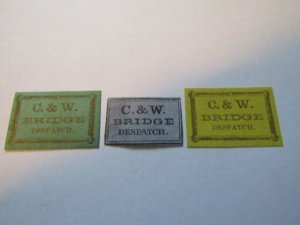 US Local Stamps, C&W Bridge Despatch, Set of 3 Stamps, MH NG, 1800's