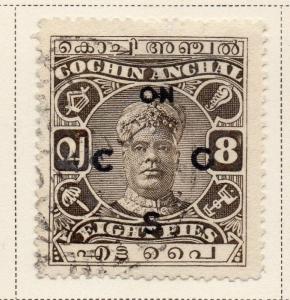 Indian States Cochin 1933 Early Issue Fine Used 8p. Optd 084220