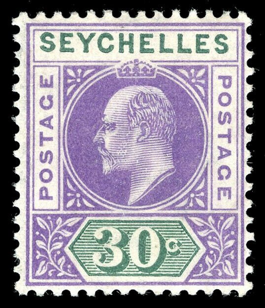 Seychelles 1903 KEVII 30c violet & dull green MLH. SG 52. Sc 44.