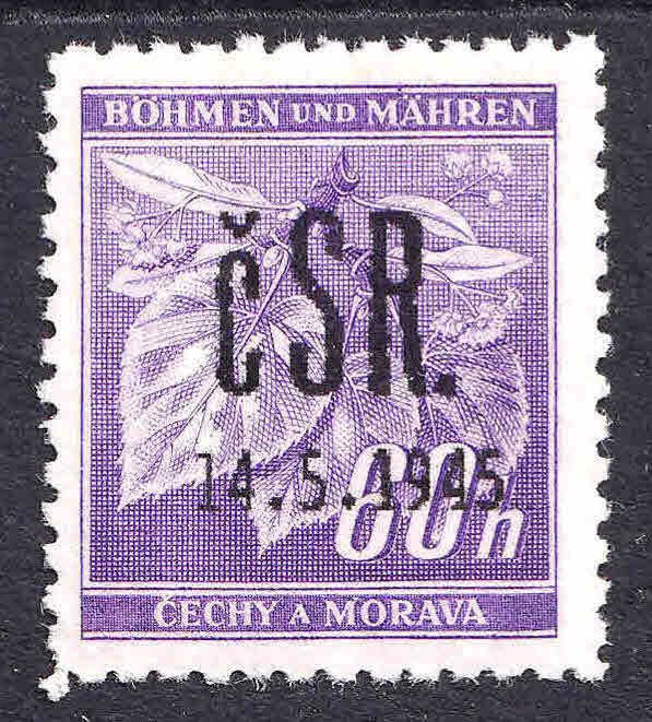 BOHEMIA & MORAVIA 49 FALKNOV 1945 OVERPRINT OG NH U/M F/VF #1