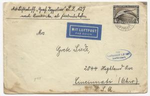 Germany Scott #C37 on Cover Air Mail Luftpost to USA October 10, 1923 w/ Cert