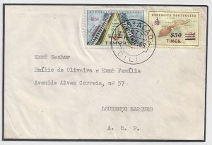 Portuguese TIMOR 1968 cover DILI to LOURENCO MARQUES Mozambique Sc#294,322