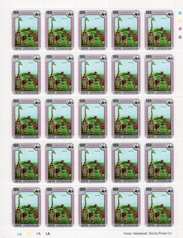 Central African Republic 1978 Sc#323/328 WWF Wildlife Mini-Sheetlet(25) Unfolded