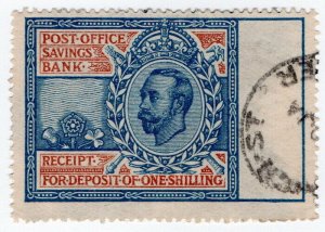 (I.B) George V Revenue : Post Office Savings Bank Receipt 1/- (1912)