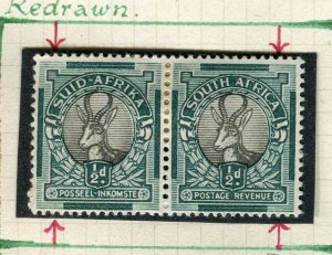 SOUTH AFRICA; 1930s early pictorial issue fine Mint hinged 1/2d. pair