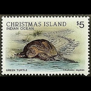 CHRISTMAS IS. 1987 - Scott# 211 Green Turtle $5 NH