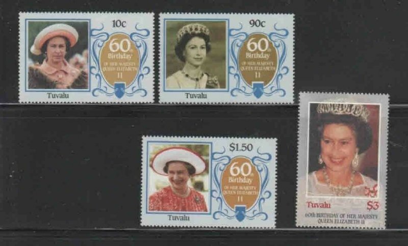 TUVALU #357-360 1986 QEII 60TH BIRTHDAY MINT VF NH O.G