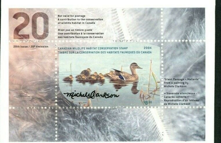 CANADA 2004 DUCK STAMP ARTIST SIGNED IN FOLDER AS ISSUED MALLARDS by CLARKSON