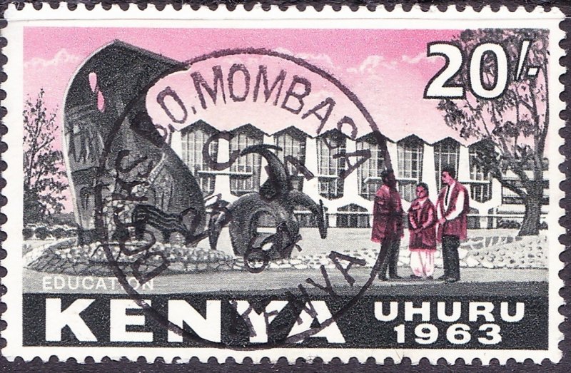 KENYA 1963 QEII 20/- Black & Rose SG14 FU