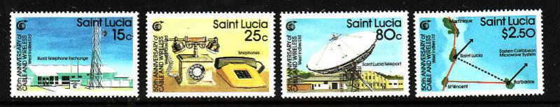 St. Lucia-Sc#914-17-Unused NH set-Communications-Satellites-Telephones-1988-