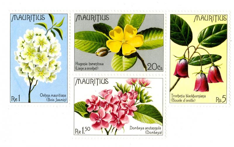 MAURITIUS439 MNH BK/4 SCV $5.50 BIN $3.00 FLOWERS