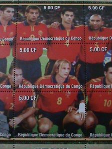 ​CONGO 2002- KOREA -JAPAN WORLD CUP SOCCER-SPAIN TEAM-MNH SHEET-VF-LAST ONE