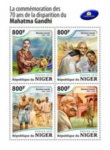 Niger - 2018 Mahatma Gandhi - 4 Stamp Sheet - NIG18518a