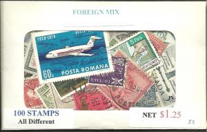 Foreign Mix, 100 Stamps All Different, Used**-