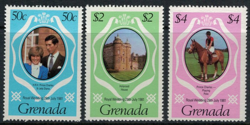 Grenada #1051-4* NH CV $1.85 Charles & Diana royal wedding set & souvenir sheet