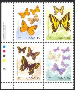 Canada Sc# 1213a MNH PB LL 1988 37c Butterflies