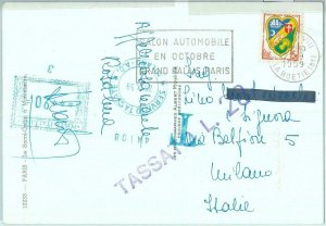 86610 - FRANCE - Postal History - postmark on TAXED postcard 1959 auto CAR Raid