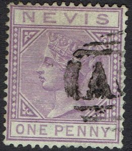 NEVIS 1882 QV 1D WMK CROWN CA USED