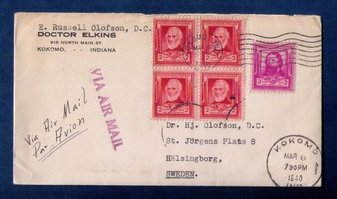 US Sc #865 Zip Block Of Four and Sc #866 On A Cover to Sweden F-VF