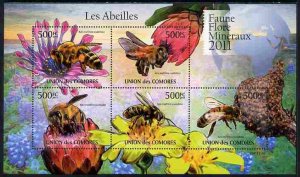 COMORO ISLANDS - 2011 - Bees - Perf 5v Sheet - MNH - Private Issue