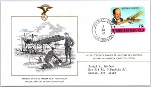 HISTORY OF AVIATION TOPICAL FIRST DAY COVER SERIES 1978 - UPPER VOLTA 75F