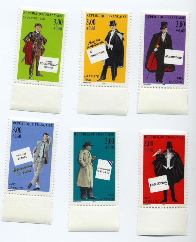 France-Scott's # B670-B675 Famous Fictional Detectives + - MNH