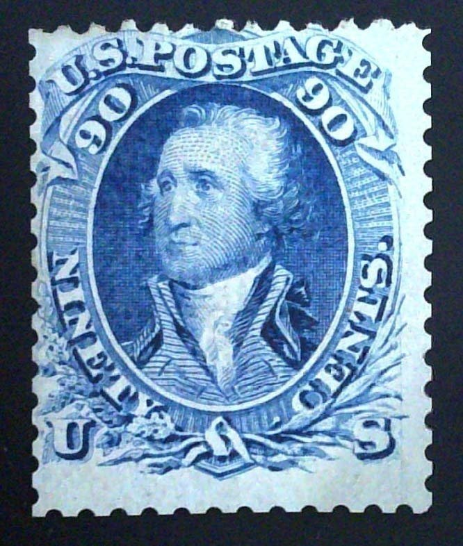 Scott#101 - F - 90c Blue - Washington- F-Grill - Reperfed - NG - 1869