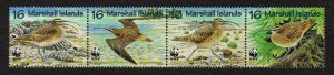 MARSHALL ISLANDS - 1997 WWF / BIRDS / BIRD - SE-TENANT 4V STRIP MINT NH