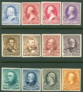 USA : 1890-93. Scott #219P4-229P4 Complete set of Plate Proofs on card. Cat $770