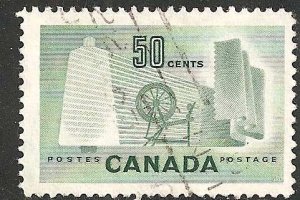 Canada 334 - Used - 50c Bobbin,  Cloth and Spinning Wheel (1953) +