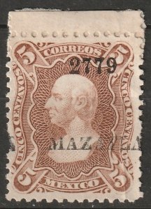 Mexico 1874 Sc 106 MNG Mazatlan overprint